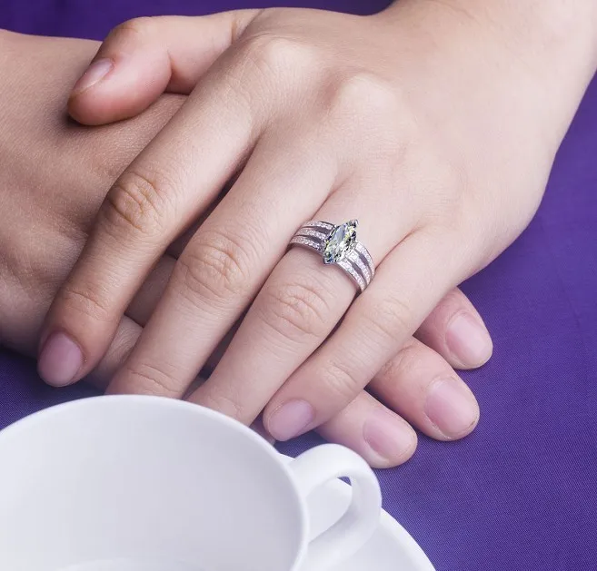 

Marquis Style Solid 18K White Gold 3Carat Diamond Female Marriage Ring Best Bridal Jewelry Last Forever Quality