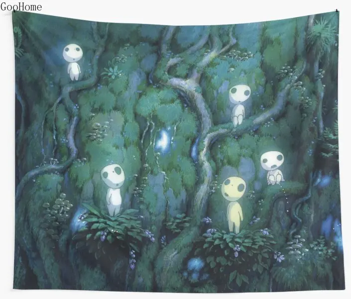 Kodama Studio Ghibli Wall Tapestry Cover Beach Towel Throw Blanket Picnic Yoga Mat Home Decoration