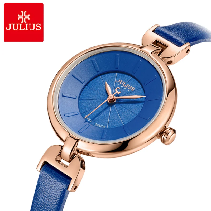 

Julius Women Watches Blue Thin Leather Strap Female Bracelet Watches Ladies Quartz Wrist watch Elegant Girl Clock Montre Femme
