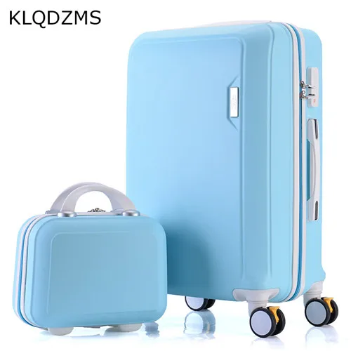 a set Klqdzms 2 шт./компл. прекрасный 1" косметичка 20/22/24/26 дюймов сумки на колёсиках наборы девушка тележка Чехол чемодан женщина на колесах - Цвет: a set