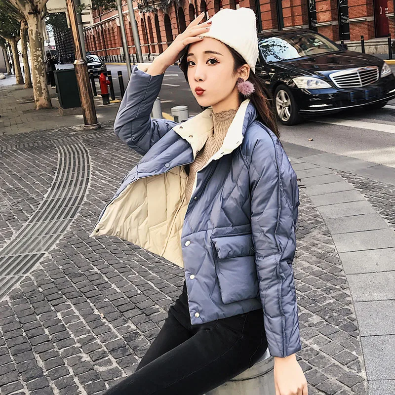 Женский зимний пуховик большого размера тонкое теплое хлопковое пальто в