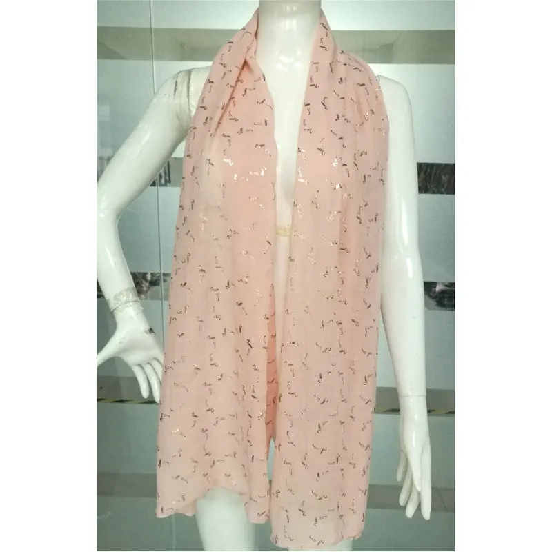 Роскошный бренд Фламинго розовое золото шарф с тиснением фольгой повседневные