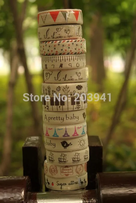 1 шт./лот, новинка, винтажная серия Note Tower, хлопковая ткань, лента, ширина, принт, сделай сам, многофункциональная декоративная клейкая лента