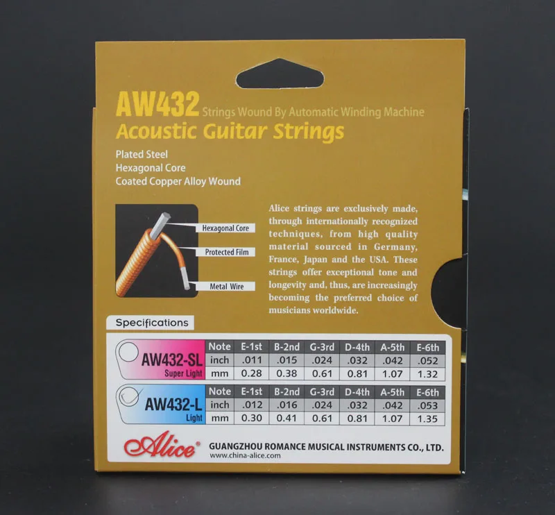 Alice AW432 Hexagonal Core Coated Copper Alloy Wound Acoustic Guitar Strings (.011-.052) (.012/.053) | Спорт и развлечения