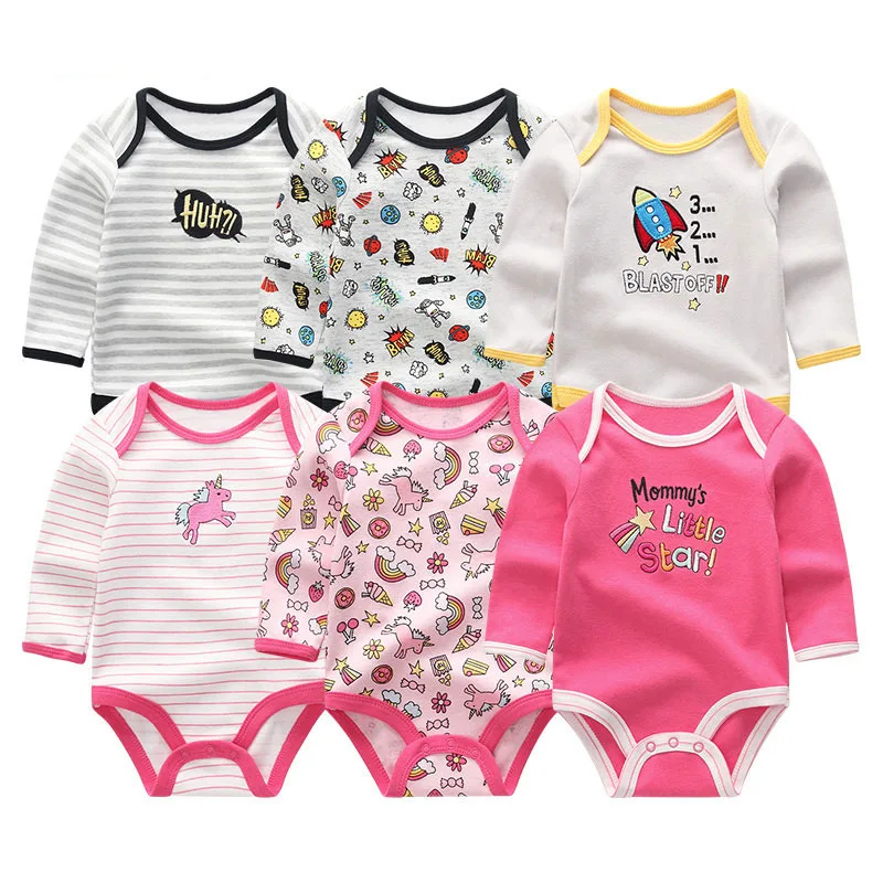 Baby Bodysuits6108 6 шт детская одежда боди с единорогами 0-12 M Roupas de малыш Bebe одежда полосатый комбинированный купальник хлопоковый для новорожденных малышей Одежда для девочек - Цвет: Baby Bodysuits6108