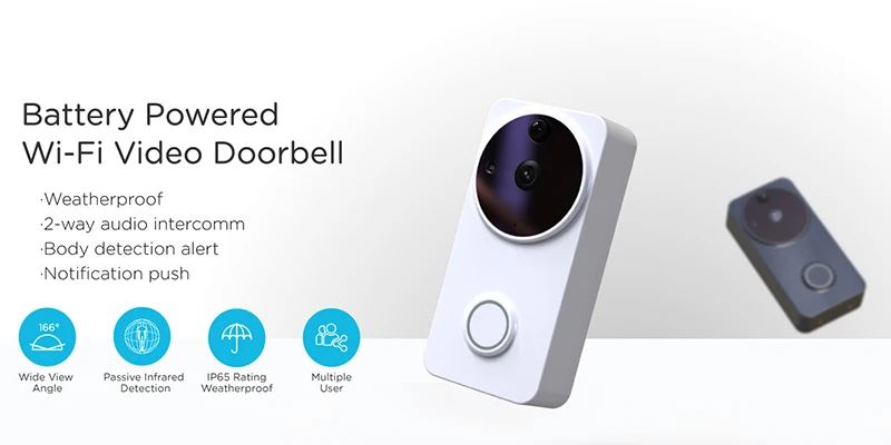 1080P IP54 открытый Tuya батарея питание кольцо Смарт Wi-Fi включен видео дверной звонок Камера PIR обнаружения движения работает Alexa Google