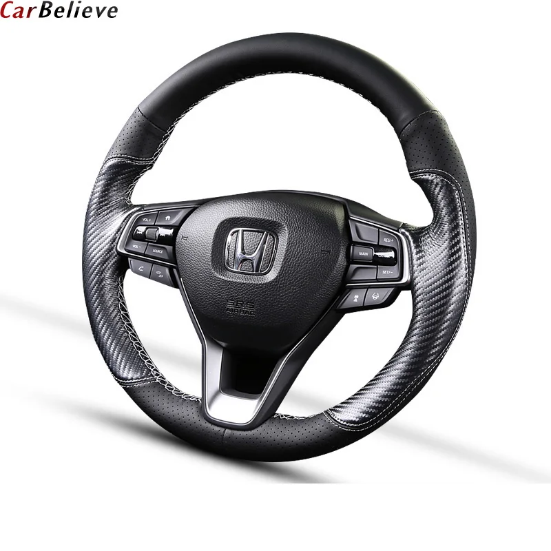 Автомобиль верный из натуральной кожи чехол рулевого колеса автомобиля для honda civic 2006-2011accord 8 7 crv fit руль автомобиля аксессуары - Название цвета: color 1