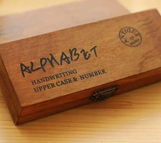 HANDWRITING UPPER 42 шт./компл. почерк Алфавит Письмо деревянный набор штампов/DIY декоративная печать деревянная коробка/смешная работа/3 дизайна на выбор - Цвет: HANDWRITING UPPER