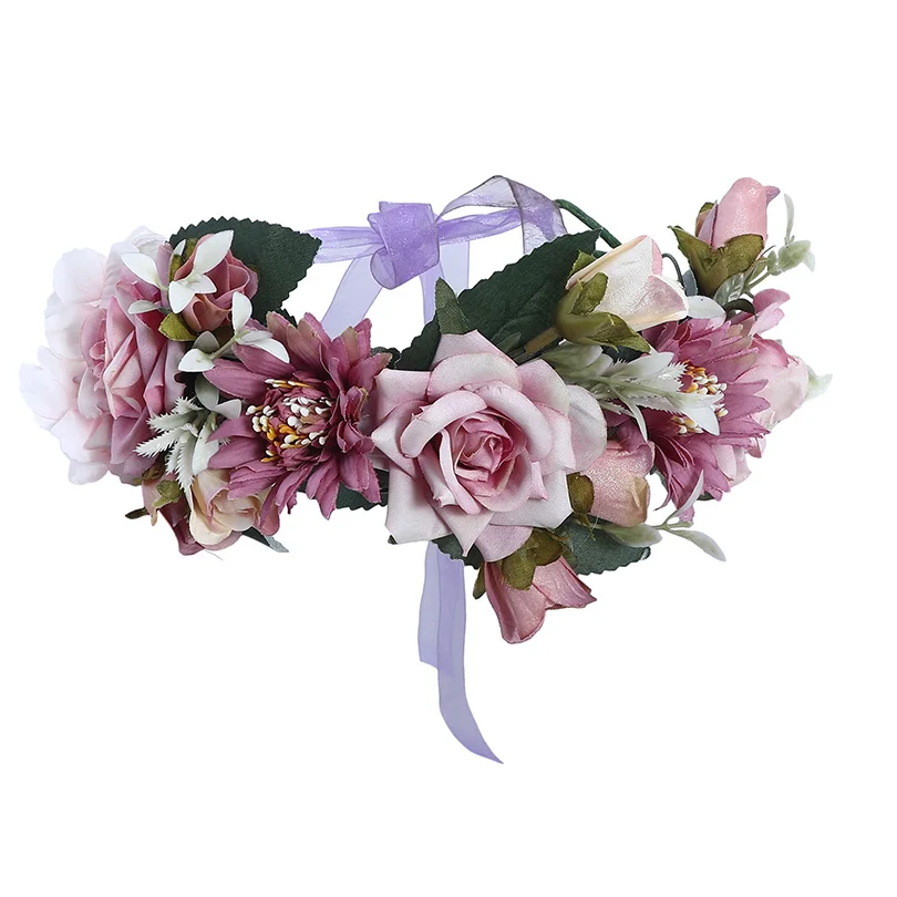 6379-d Diadem AWAYTR Цветочная Свадебная Корона Свадебный веночек с цветами головная повязка в богемном стиле женские аксессуары для волос Цветочная повязка на голову - Цвет: 6379-d