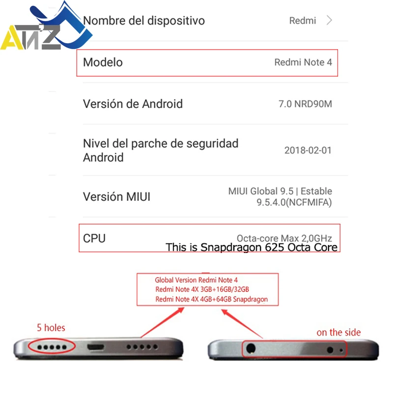 An'Z для xiaomi Redmi Note 4 Глобальный ЖК-дисплей Snapdragon 625 версия замена с рамкой Pantalla