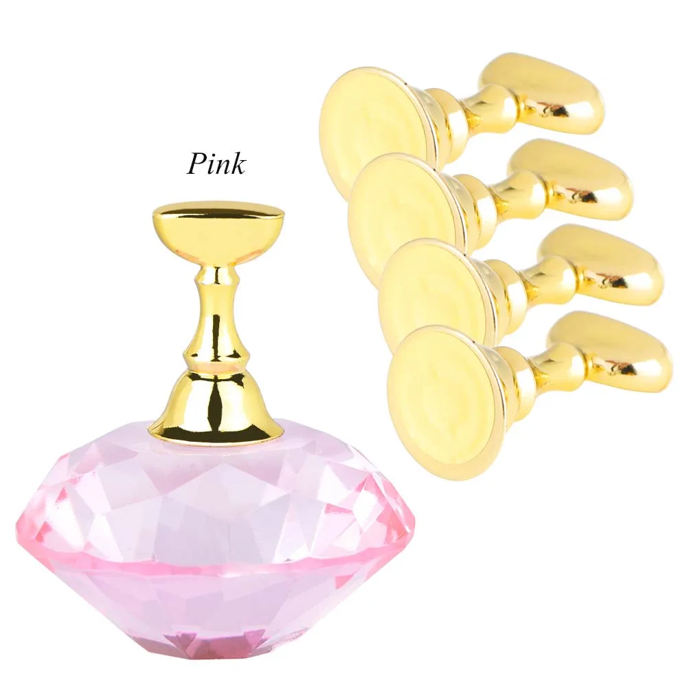 Pink Полная красота, 1 набор, ложный наконечник для ногтей, магнитная полка для демонстрации, тренировочный дисплей, подставка из кристаллического сплава, держатель для маникюра, инструмент CH927 - Цвет: Pink