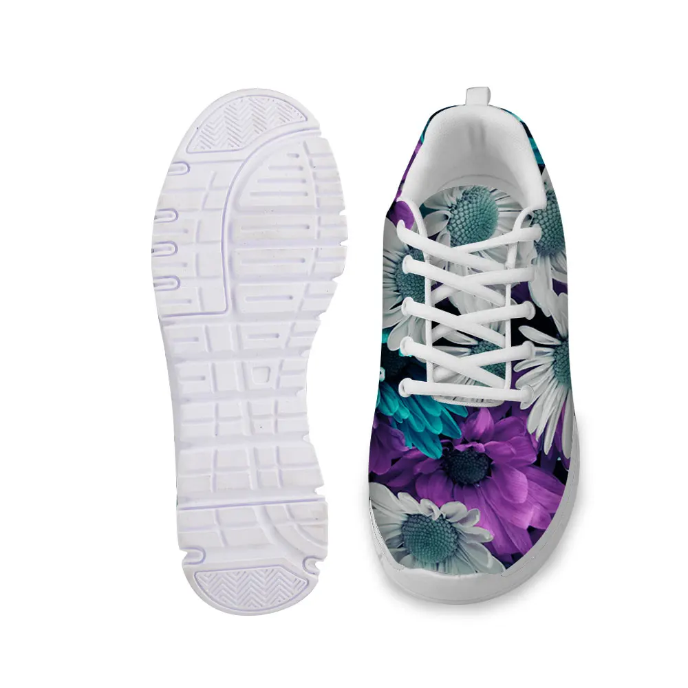Повседневная Женская обувь в цветочном стиле спортивная на шнурках для прогулок
