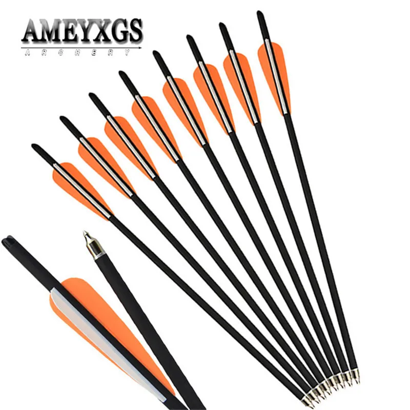 

10pcs 18inch Crossbow Arrow Rubber Feathers Replaceable Broadhead Carbon Arrows Crossbows Hunting Shooting Archery Accessories