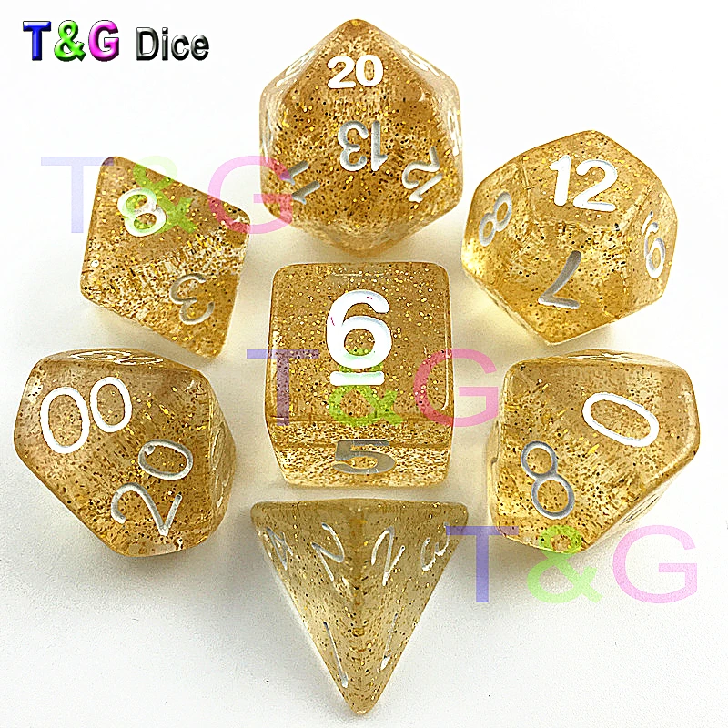 Оптовые продажи кристаллов блеск 7 шт./компл. D4-D20 Многосторонние кости для TRPG НАСТОЛЬНАЯ ИГРА Подземелья и Драконы настольная игра