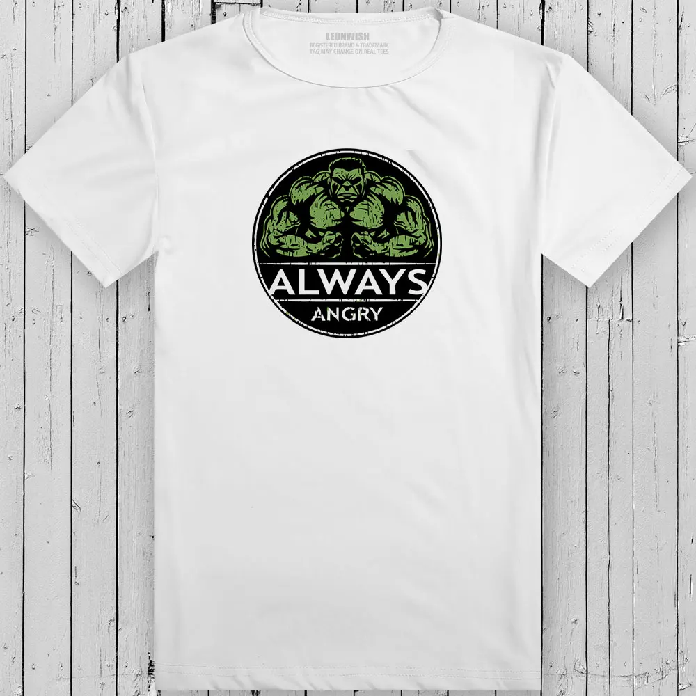 Футболка с надписью Always Angry Hulk крутая модная футболка короткими рукавами в стиле