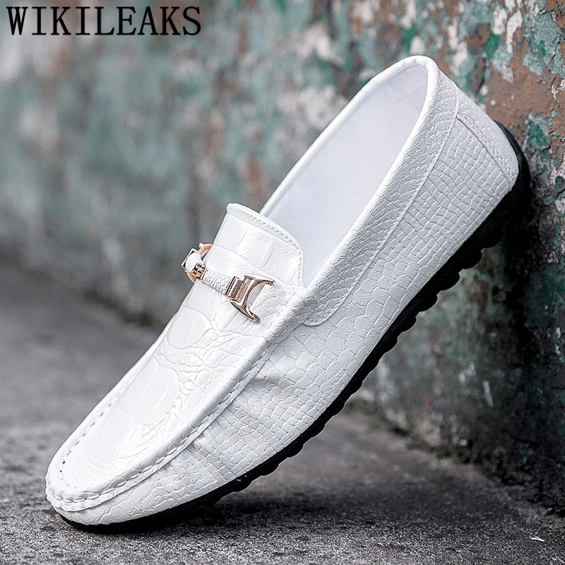 Crocodile Shoes Mens Casual Luxury Brand Loafers Patent Leather Men Sepatu Kulit Pria Zapatillas Hombre Sapatos | Обувь