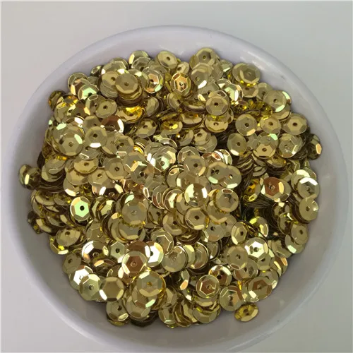 light gold 6 мм Серебристые цвета ПВХ круглая чашка свободная тесьма с пайетками для шитья Свадебное Ремесло женская одежда платье DIY аксессуары - Цвет: light gold
