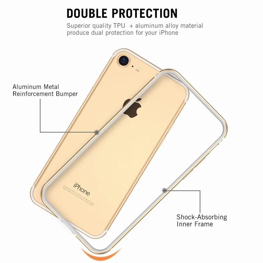 Portefeuille для iPhone 7 бампер чехол Защитный алюминиевый Гибридный Apple 6 S Plus 8 5 5S SE Капа|for