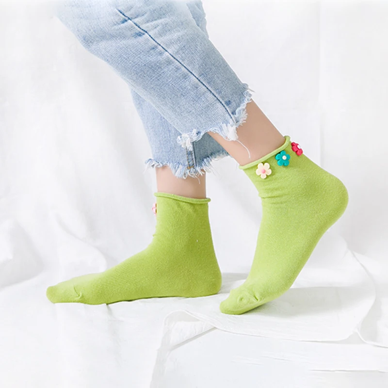 Kawaii/японские мягкие носки женские хлопковые летние короткие ярких цветов с