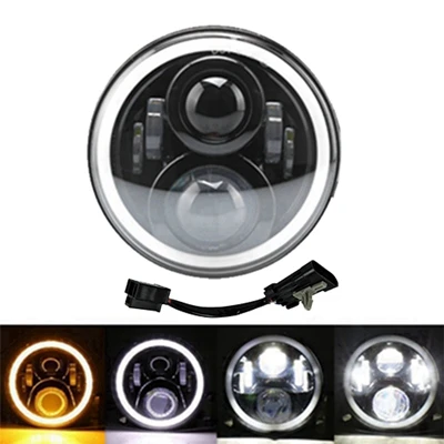 Yait мотоцикл 7 дюймов светодиодный налобный фонарь для Touring Ultra Classic Electra Street Glide Road King Yamaha мотоциклетный налобный фонарь - Цвет: Black full halo 60w