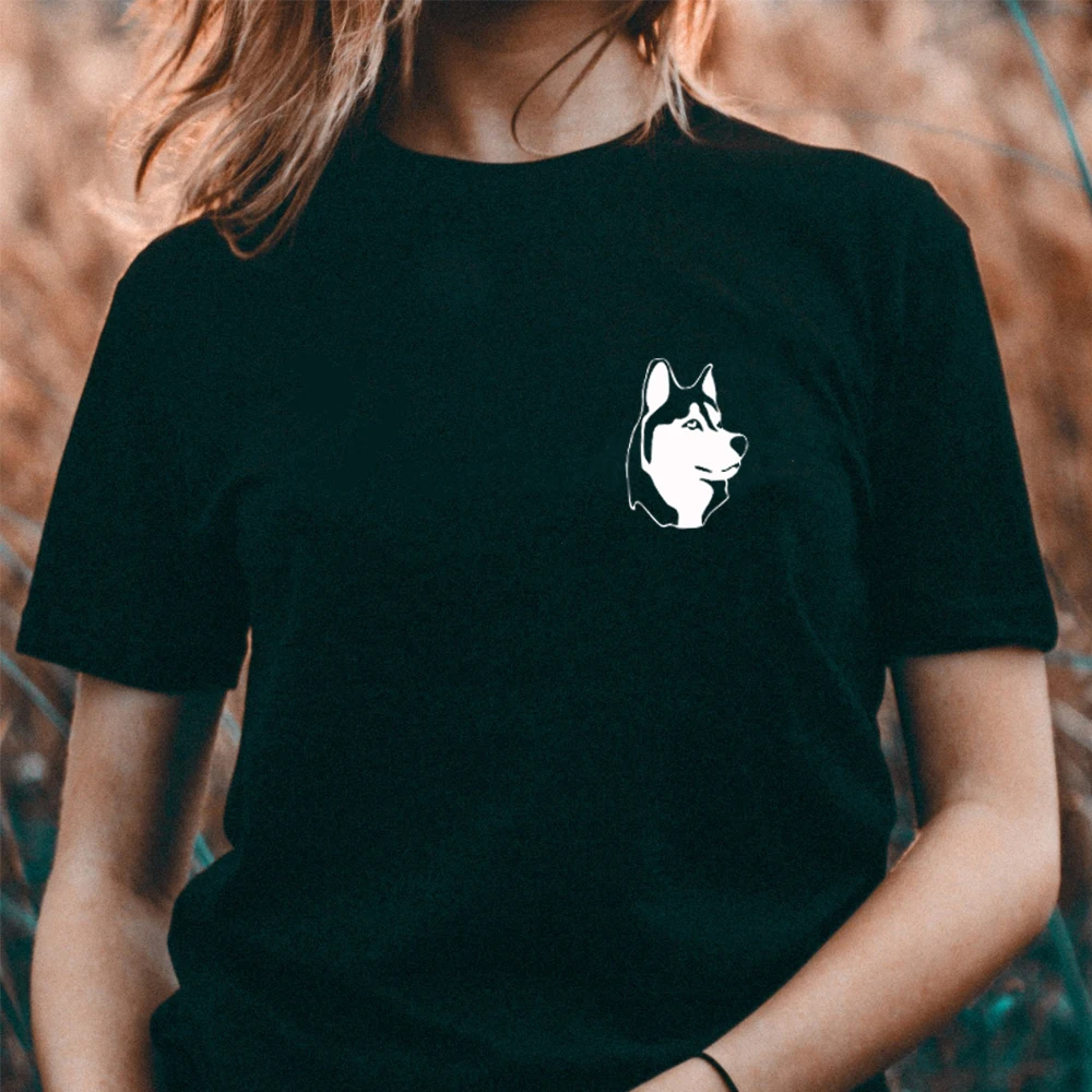 Новинка футболка с карманом для собаки хаски футболки изображением щенков из