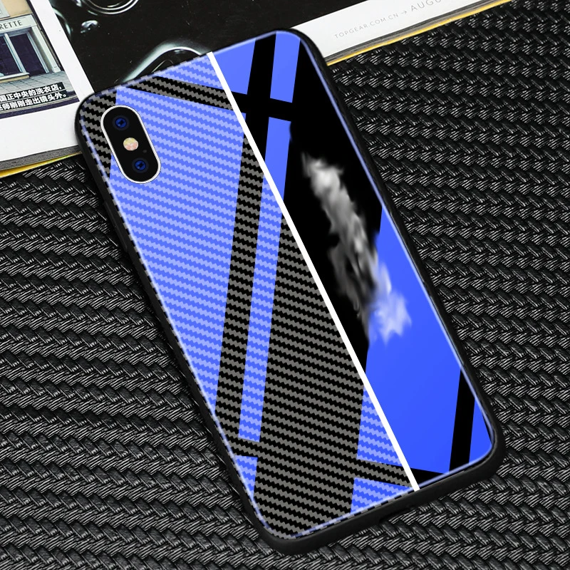 Car logo Blu-ray tempered glass explosion-proof mobile phone case for iPhoneXS MAX / XS 6/7 8plus XR drop protection cover | Мобильные
