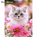 Алмазная мозаика в виде кота Evershine, живописная картина из страз, картины с животными, алмазная вышивка из страз, полностью круглая картина