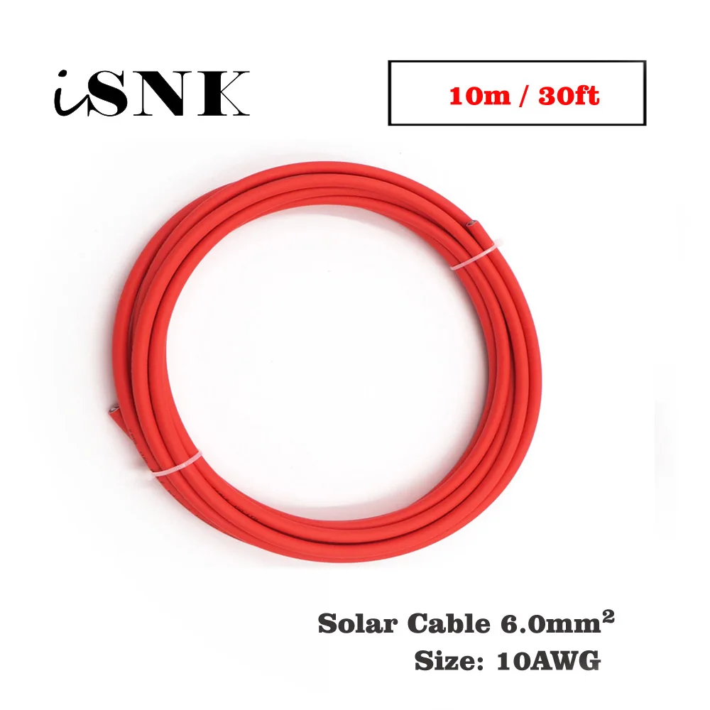 10 м 30 футов x 10awg 6 мм2 красный положительный провод ПВХ изолированные
