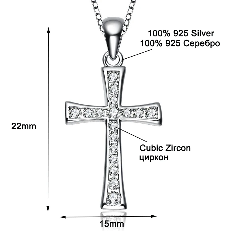Женский кулон-крест из серебра 100% пробы с фианитом | Украшения и аксессуары