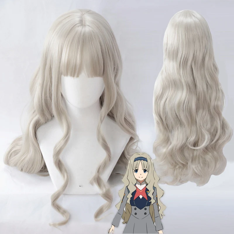 DARLING в FRANXX 556 Косплэй парики Kokoro 80 см длинные волнистые синтетические волосы... +
