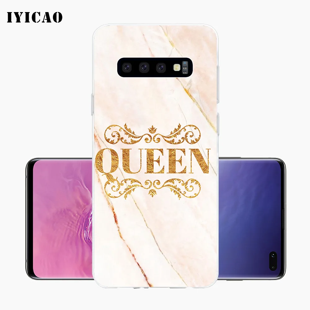 IYICAO King Queen Crown Мягкий силиконовый чехол для телефона Samsung Galaxy S10e S10 S9 S8 Plus S7 Edge TPU