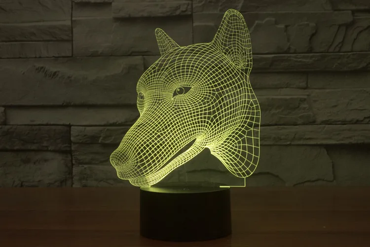 Wolf 3D лампа ночник семь цветов Животные Многоцветный RGB лампа Рождественский Декор Детские Подарочные игрушки сенсорный пульт дистанционного управления настольная лампа - Испускаемый цвет: Wolf