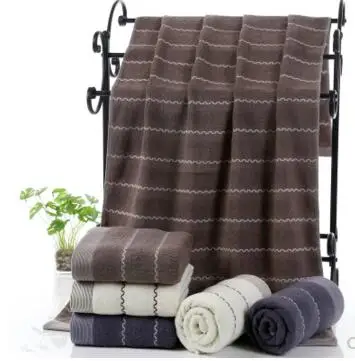 

70x140cm blue/white/brown striped pattern body towel adult 100% cotton beach towel swimming adult household