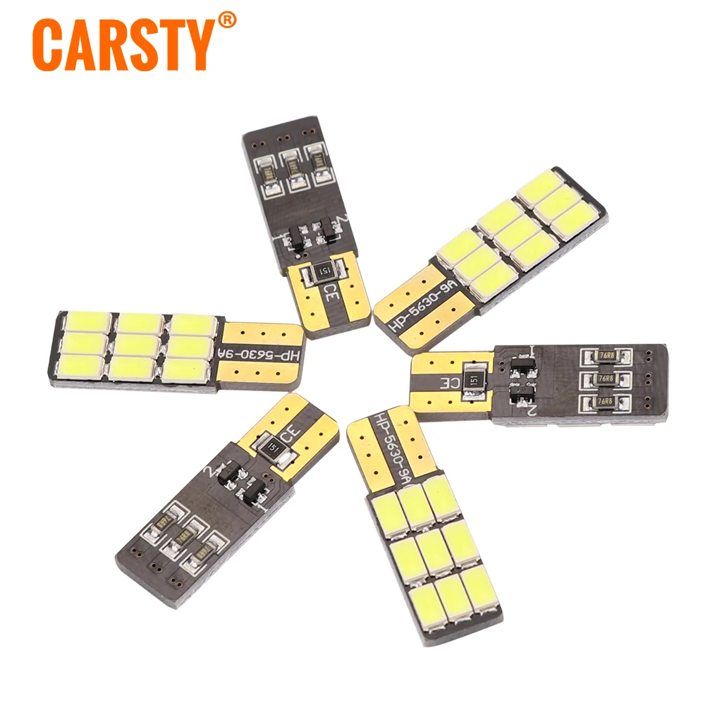 Carsty Автомобильный светодиодный светильник T10 W5W 5730 9 3 Вт без ошибок Canbus маркер