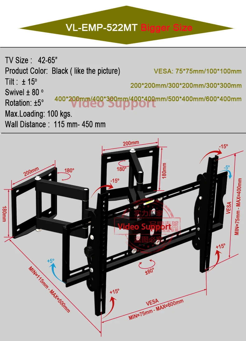 Тяжёлый настенный угловой Кронштейн для телевизора 26 55 дюймов|tv mount|tv arm bracketswall tv