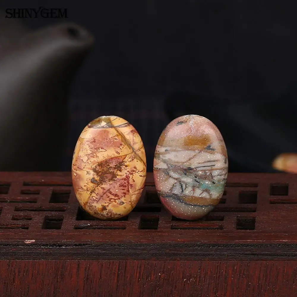 ShinyGem 13*18 мм Овальный сосновый красный камень деревянный узор Коричневый Красный