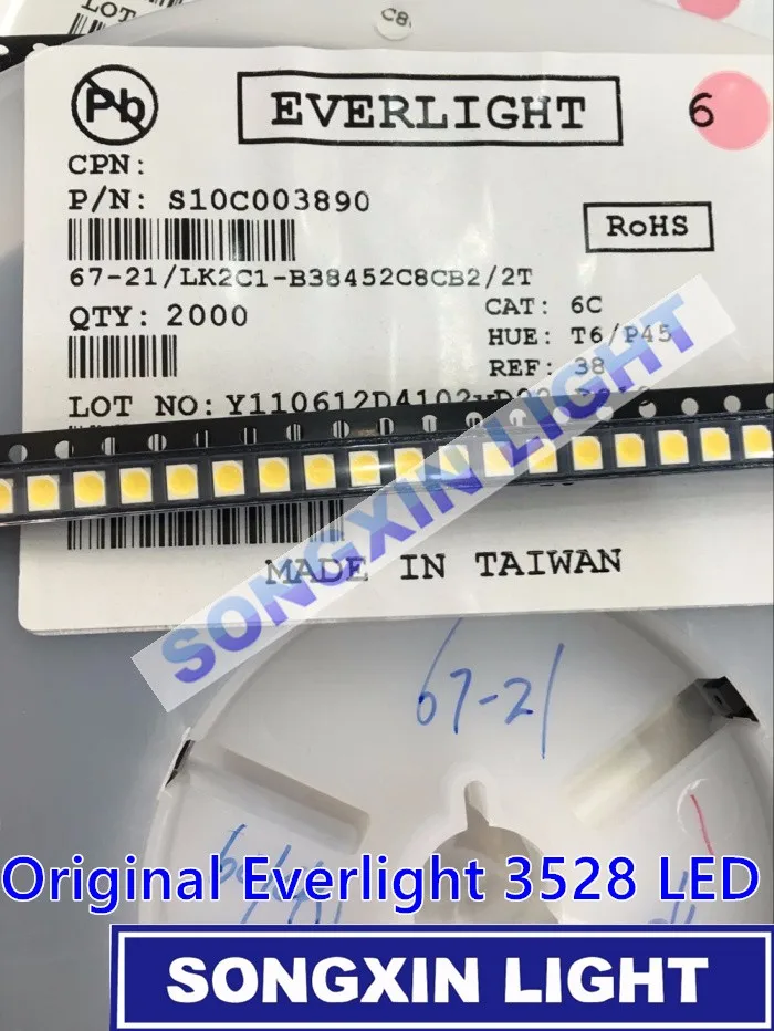 2000 шт. EVERLIGHT 3528 1210 SMD светодиодсветодиодный белая золотая линия/медный кронштейн