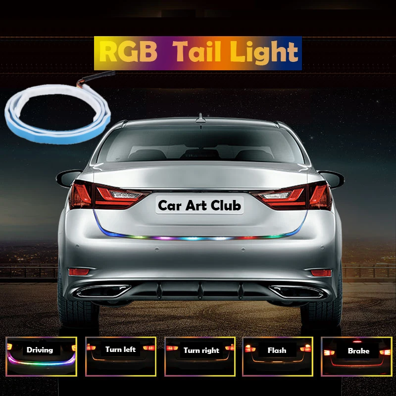 RGB гибкий светодиодный фонарь для багажника стример автомобисветильник задний s
