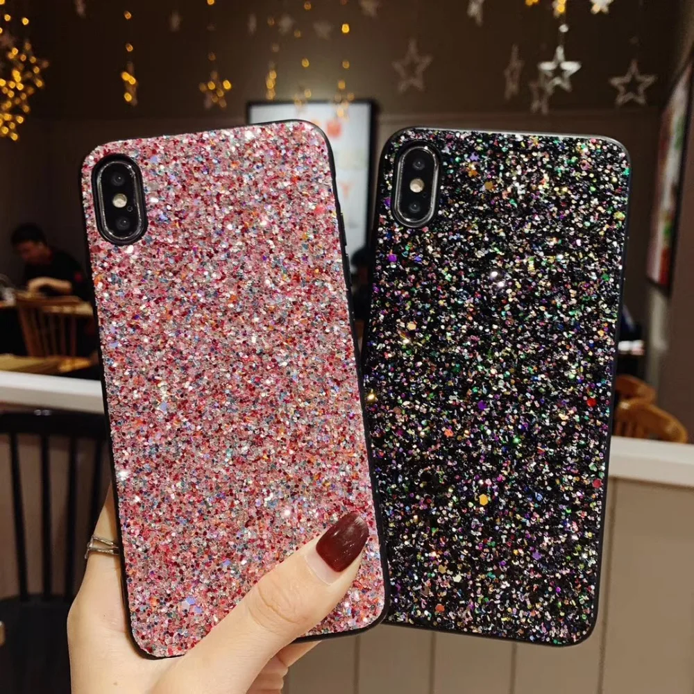 Чехол сверкающий с блестками для Huawei P20 P30 Pro роскошный блестящий силиконовый