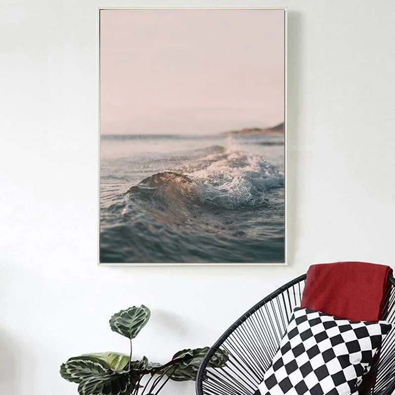 

Nordic Simple Pink Flamingos Seascape Flower Canvas Painting Wall Art Pictures for Living Room Home Decoration Poster and Prints