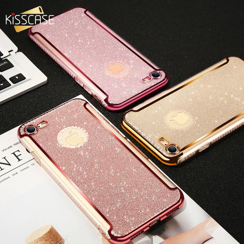 KISSCASE Shining Phone Case For iPhone 6S 6 7 8 Plus Luxury Silicone Cases 5S 5 5E Back Cover Coque Fundas Capa Caso |
