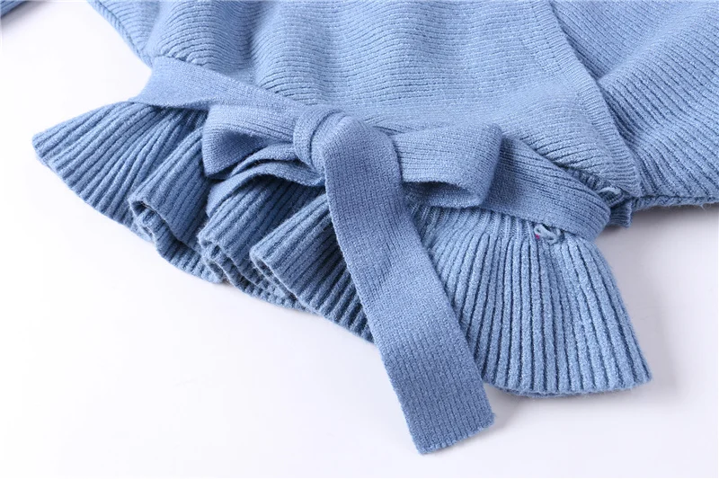 Colorfaith Women Pullovers Sweater 2019 Knitting Autumn Winter Fashion Sexy V-Neck Backless Lace Up Casual Ladies Tops SW1009 | Женская