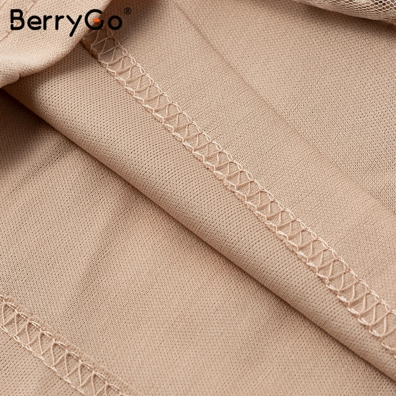 Женский сетчатый комбинезон BerryGo элегантный короткий с блестками и глубоким
