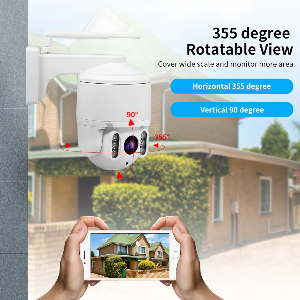 Наружная Wi Fi PTZ камера 1080P с корпусом из алюминиевого сплава IP безопасности