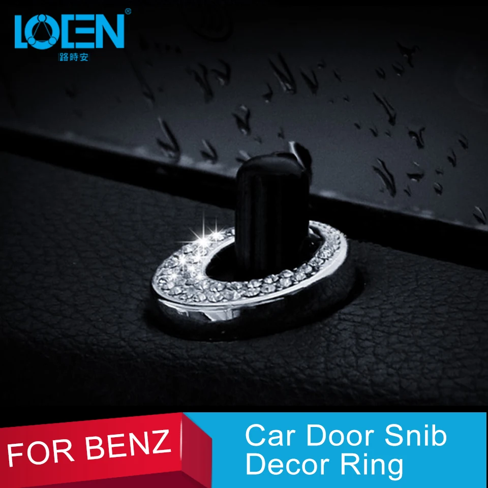 

4pcs Car door bolt lock pin door switch button Ring sticker interior Decal For Mercedes-Benz C E GLA GLK GLC Class W205 GLC200