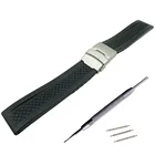 Ремешок для часов 20 мм, 22 мм, черный силиконовый каучук, ремешок для часов, ремешок с прямым наконечником, водонепроницаемая пряжка с инструментом и spingbars -3