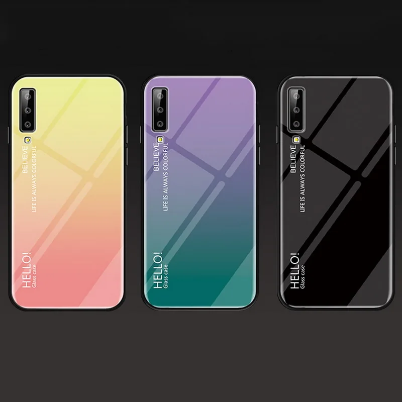 Чехол для samsung A7 A9 A6s A6 A8 плюс градиент закалённое Защитное стекло для Galaxy J6 J4 плюс J8 J2 Pro J3 J5 J7 Prime