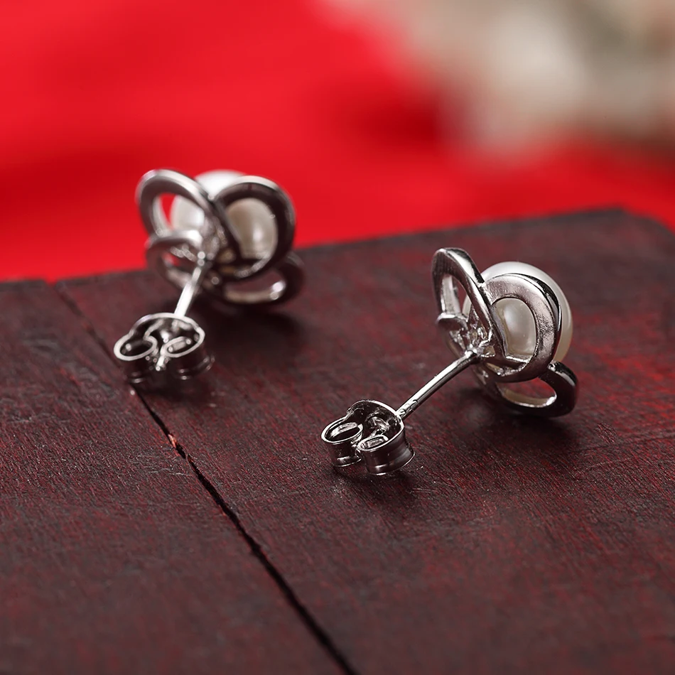 FEIGE Pearl Jewelry 925 Sterling Silver Stud Earrings for Women 8-9MM White Freshwater Earring Fine Lady Gift | Украшения и
