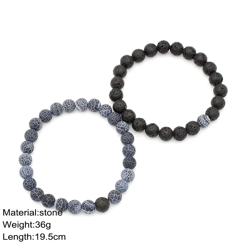 Natural Stone Bracelet Men 8mm Lava Beads Braslet For Classic Cool Biker Couple Braclet Gift | Украшения и аксессуары