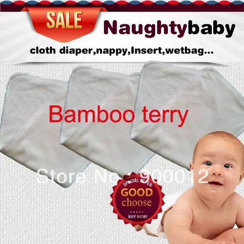 Natural Bamboo Terry High Quality absorption 4 layers(2+2) 36*14cm Cloth Diapers Pads Inserts nappy changing for nappies 180 pcs